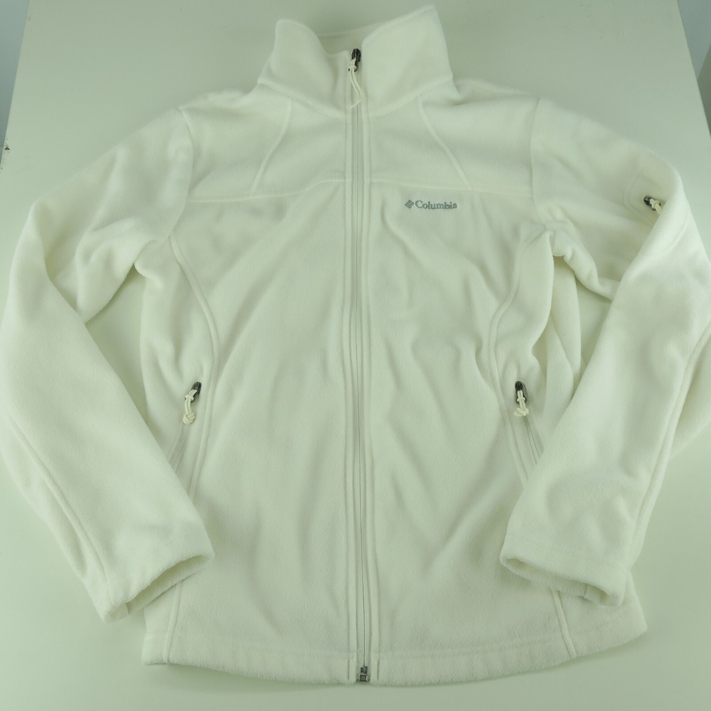 Columbia Long‎ Sleeve Full Zip Fleece Jacket Womens M White